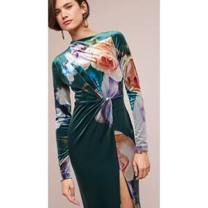 Black Halo Green Floral Maxi Dress with Twist Front